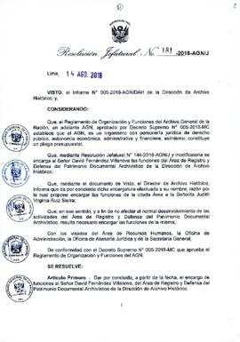 Resolución Jefatural N° 181-2018-AGN/J