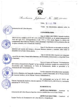 Resolución Jefatural N° 087-2000/AGN/J