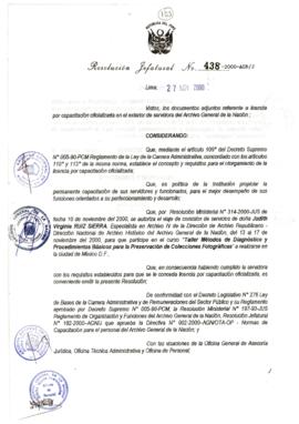 Resolución Jefatural N° 438-2000/AGN/J