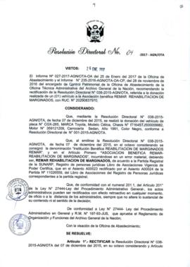 Resolución Directoral N° 004-2017-AGN/OTA