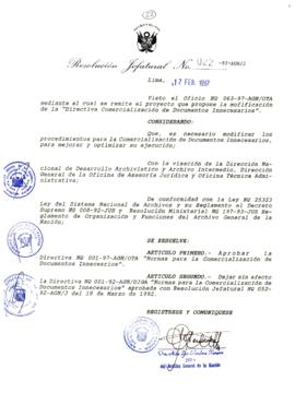 Resolución Jefatural N° 022-1997/AGN/J