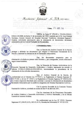 Resolución Jefatural N°124-2001/AGN/J
