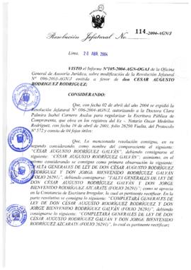 Resolución Jefatural N° 114-2004-AGN/J