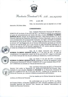 Resolución Directoral N° 058-2012-AGN/OTA