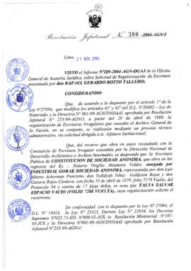 Resolución Jefatural N° 386-2004-AGN/J