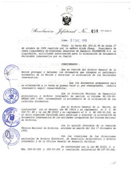 Resolución Jefatural N° 404-1999/AGN/J