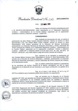 Resolución Directoral N° 030-2012-AGN/OTA