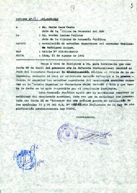 INFORME 161-91-AGN/OAJ