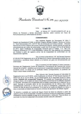 Resolución Directoral N° 019-2015-AGN/OTA