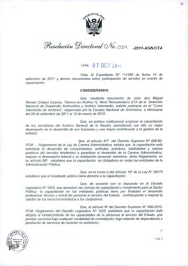 Resolución Directoral N° 029-2011-AGN/OTA
