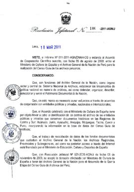 Resolución Jefatural N° 106-2011-AGN/J