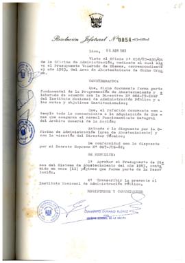 Resolución Jefatural N° 054-1983/AGN/J