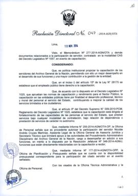 Resolución Directoral N° 047-2014-AGN/OTA