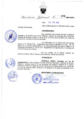 Resolución Jefatural N° 173-2005-AGN/J