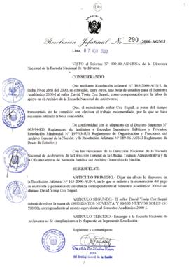 Resolución Jefatural N° 290-2000/AGN/J