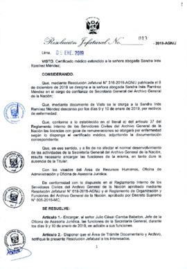 Resolución Jefatural N° 013-2019-AGN/J