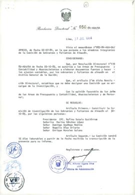 Resolución Directoral N° 50-84-AGN/OA