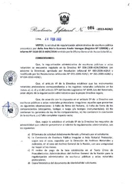 Resolución Jefatural N° 086-2013-AGN/J