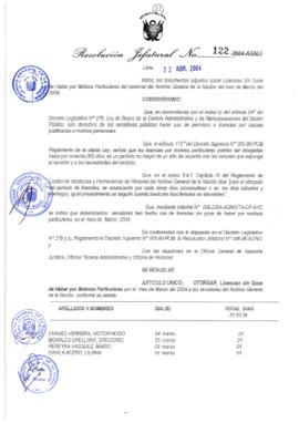 Resolución Jefatural N° 122-2004-AGN/J