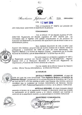 Resolución Jefatural N° 229-2010-AGN/J