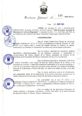 Resolución Jefatural N° 132-2004-AGN/J