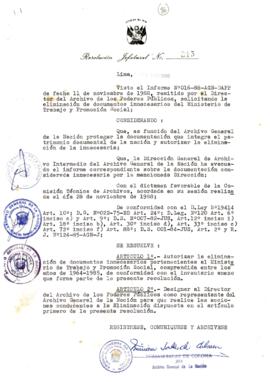 Resolución Jefatural N° 215-1988/AGN/J