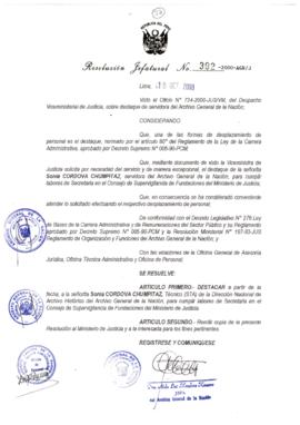 Resolución Jefatural N° 392-2000/AGN/J