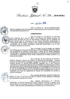 Resolución Jefatural N° 226-2016-AGN/J
