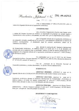 Resolución Jefatural N° 281-1999/AGN/J