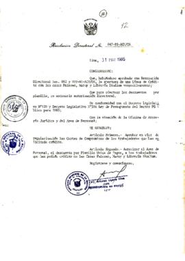 Resolución Directoral N° 47-85-AGN/OA