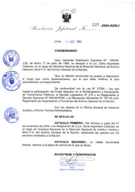 Resolución Jefatural N° 335-2004-AGN/J