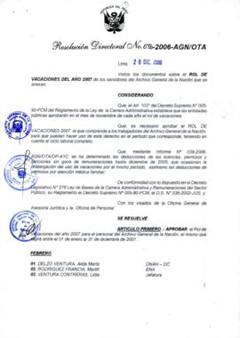 Resolución Directoral N° 076-2006-AGN/OTA