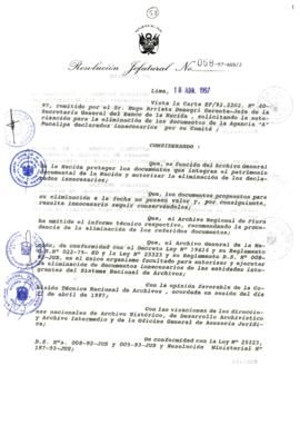 Resolución Jefatural N° 058-1997/AGN/J
