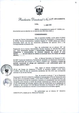 Resolución Directoral N° 029-2013-AGN/OTA