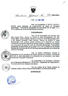 Resolución Jefatural N° 142-2008-AGN/J