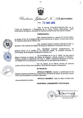 Resolución Jefatural N° 139-2015-AGN/J