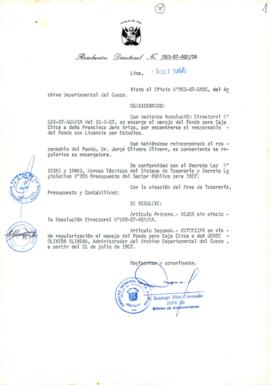Resolución Directoral N° 63-87-AGN-OA
