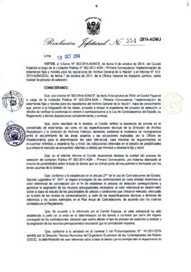 Resolución Jefatural N° 354-2014-AGN/J