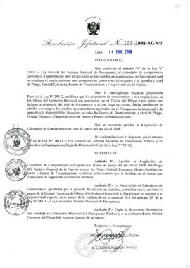 Resolución Jefatural N° 129-2008-AGN/J