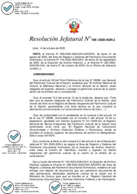 Resolución Jefatural N° 106-2020-AGN/J