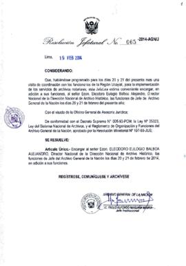 Resolución Jefatural N° 065-2014-AGN/J