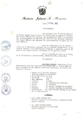 Resolución Jefatural N° 002-1992/AGN/J