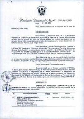 Resolución Directoral N° 041-2013-AGN/OTA