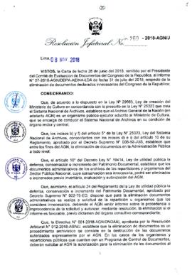 Resolución Jefatural N° 260-2018-AGN/J