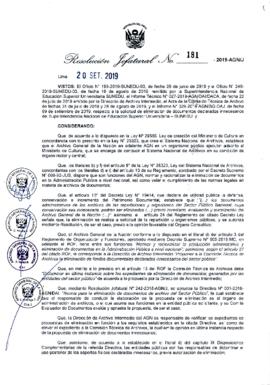 Resolución Jefatural N° 181-2019-AGN/J