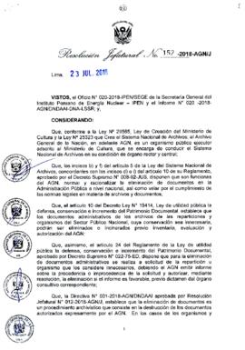 Resolución Jefatural N° 152-2018-AGN/J