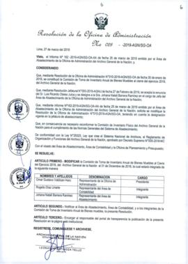 Resolución de la Oficina de Administración N° 028-2019-AGN/SG-OA