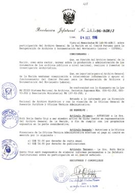 Resolución Jefatural N° 147-1996/AGN/J