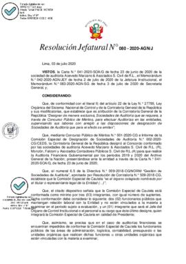 Resolución Jefatural N° 080-2020-AGN/J