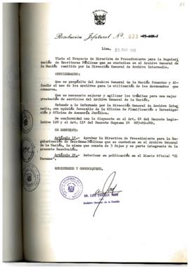 Resolución Jefatural N° 033-1985/AGN/J
